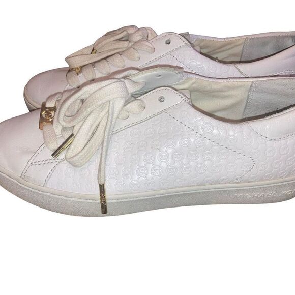 Michael Kors Shoes MK Sneakers Luxury Logo Designer Gold Tone School Everyday - Picture 1 of 5